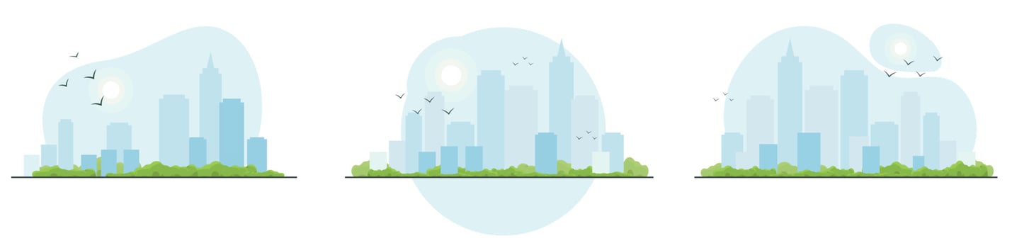 Set of urban landscape backgrounds.City landscape. Cityscape in flat style. vector