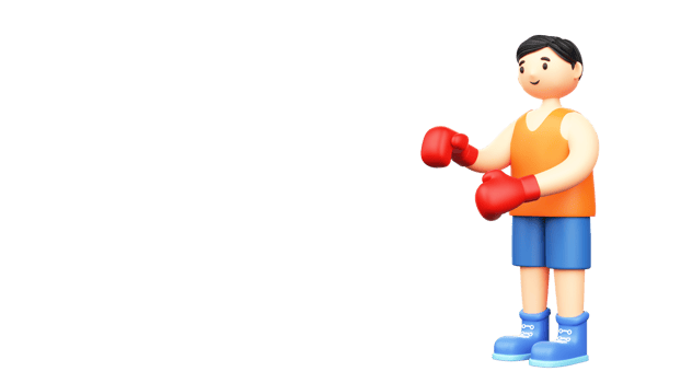 3D Render Of Young Man Wearing Boxing Gloves Against Background And Copy Space. png