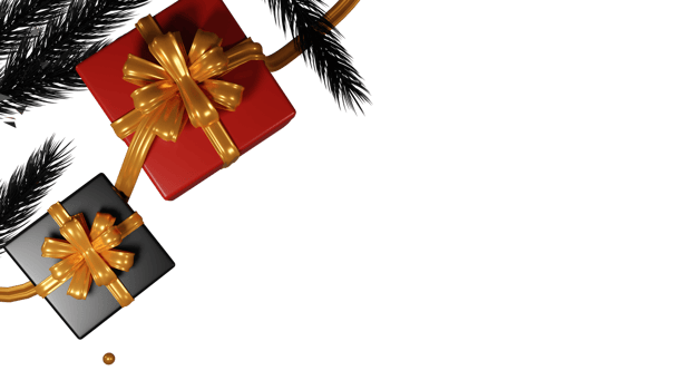 3D Render Top View Of Gift Boxes With Fir Leaves And Copy Space. png