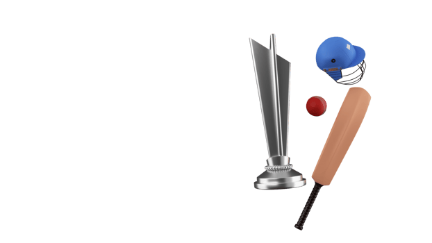 3D Render Of Cricket Tournament Elements And Copy Space Against Background. png