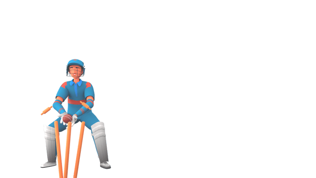 3D Render Of Wicket Keeper Hitting Ball To Stump And Copy Space Against Background. png