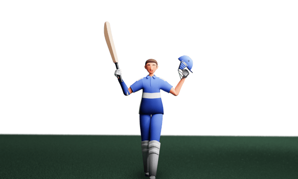 3D Render Of Cricket Batsman Player In Winning Pose Against Background And Copy Space. png