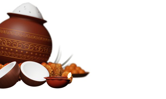 3D Render Pongal Festival Elements And Copy Space Against Background. png