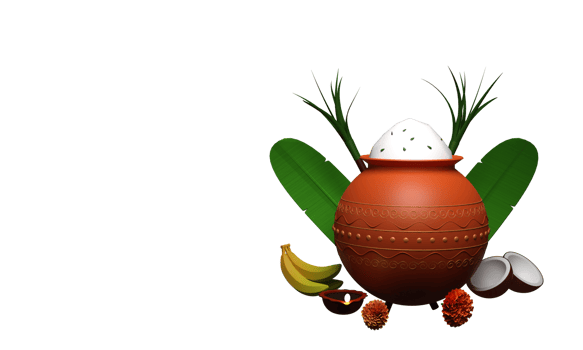 3D Render Pongal Festival Elements And Copy Space Against Background. png