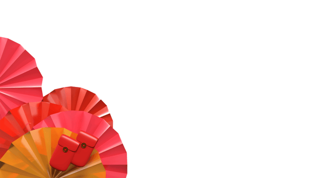 Realistic Chinese Envelopes With Paper Accordion Fans And Copy Space. png