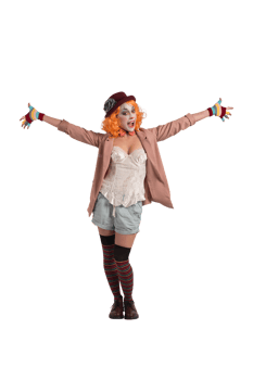 Isolated  woman dressed as clown ready for the performance png