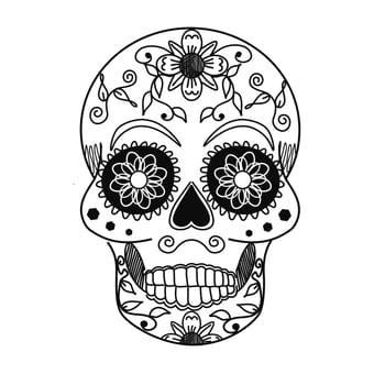 vector vintage sugar skull,hand-drawing black and white . Coloring page