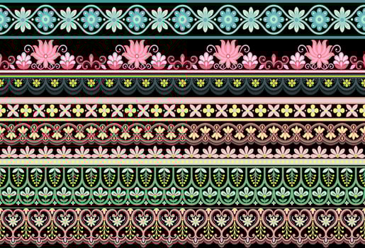 Set 5 Botanical floral Seamless. Background Seamless Pattern Geometric Ethnic pattern design for background, carpet, wallpaper, clothing, wrapping, Batik, fabric, printing textile illustration. vector