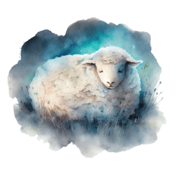 Cute watercolor night sheep. Illustration png