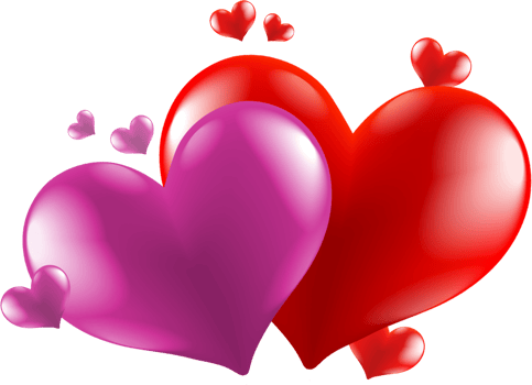 Heart shapes in red colors. Cute and romantic decoration for love design concept png
