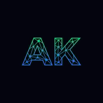 Abstract letter AK logo design with line dot connection for technology and digital business company. vector