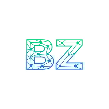 Abstract letter BZ logo design with line dot connection for technology and digital business company. vector