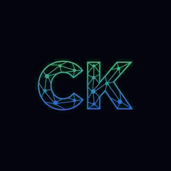 Abstract letter CK logo design with line dot connection for technology and digital business company. vector