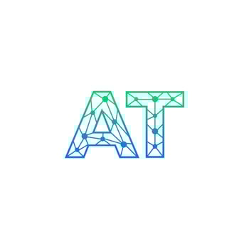 Abstract letter AT logo design with line dot connection for technology and digital business company. vector