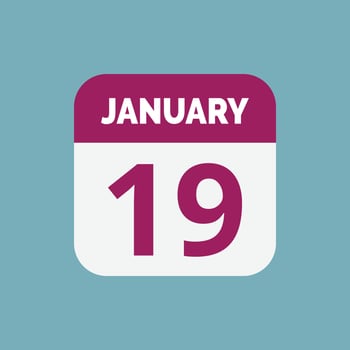 January 19 Calendar Date Icon vector