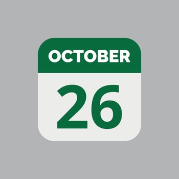 October 26 Calendar Date Icon vector