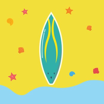 Paddle Board Beach Accessories Summer Vector