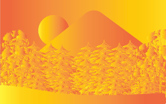 illustration vector graphic of mountains orange gradient