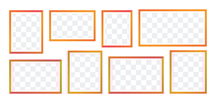 Photo Frames isolated on white background, vector set of elegant color square frames of various sizes. Blank framing for your design.
