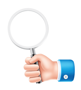 business hand holding magnifier sign symbol icon png
