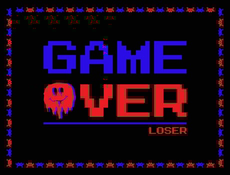 GAME OVER Text games loser player finish background template pixel mosaic style vector illustration editable
