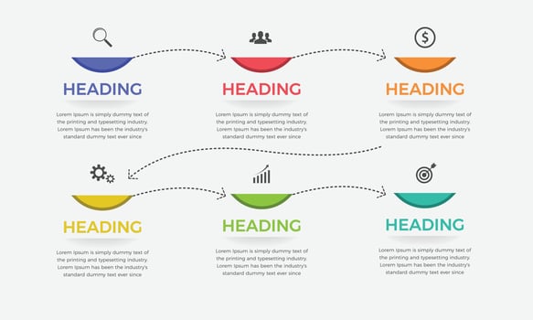 6 steps business infographics template. Elements for infographics. Modern colorful infographic steps. presentation and chart vector