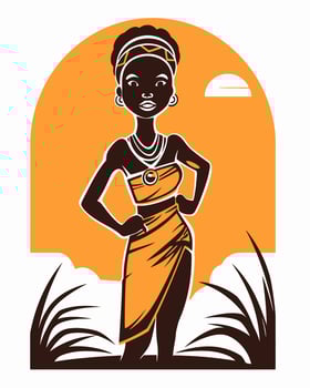 African girl hands on hips vector