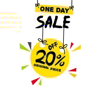 20 percent off banner, One day sale original price and sale. flat style vector. vector