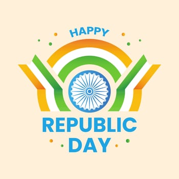 Happy Republic Day Celebration Concept With Tricolor Creative Half Circle With With Ashoka Wheel On Peach Background. vector