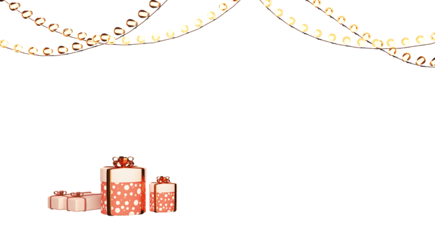 3D Gift Boxes With Lighting Garland Decorated Background With Copy Space. png