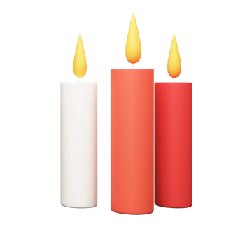 Red And White Burning Candles 3D Icon. png