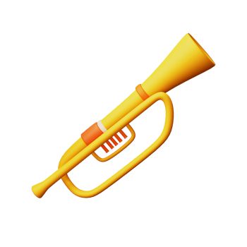Golden And Orange Illustration Of Trumpet 3D Icon. png