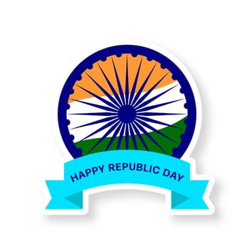 Illustration Of Happy Republic Day Ribbon With Ashoka Wheel In Sticker Style. vector