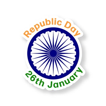 Illustration Of Ashoka Wheel, Republic Day 26th January Sticker In Flat Style. vector
