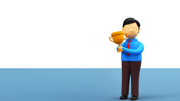 3D Render, Businessman with Trophy. png
