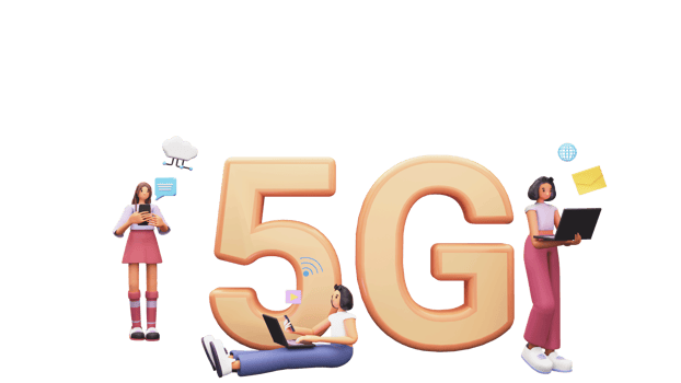 3D 5G Text With Young Women Using High Speed Internet In Devices. png