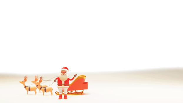 3D Render Of Santa Claus Standing With Reindeer Sleigh And Copy Space. png