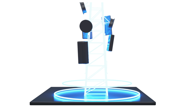 3D Render Of Signal Towers, Wi-Fi And Telecommunications Antenna For 5G Network Concept. png