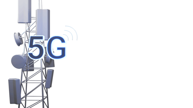 3D 5G Network Signal Tower Against Background. png