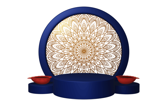 3D Render Of Illuminated Oil Lamp With Empty Podium. png