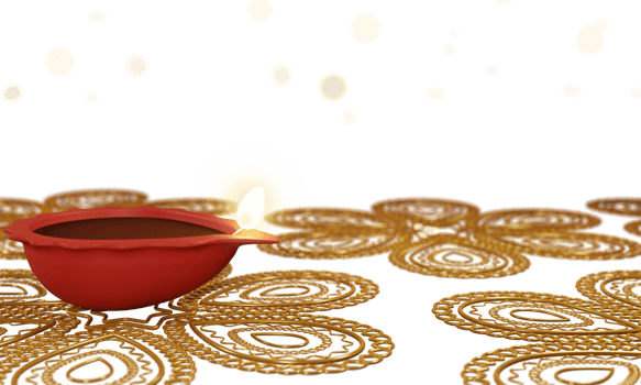 Realistic Illuminated Oil Lamp On Golden Rangoli Or Mandala Background. png