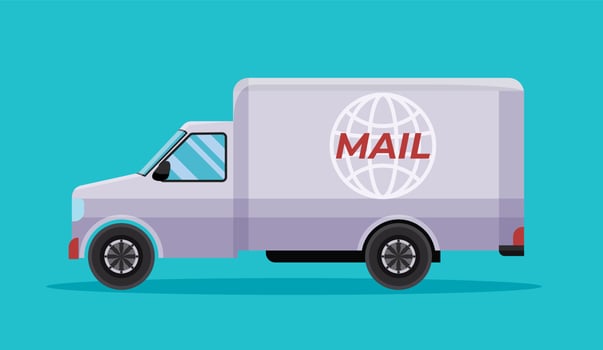 Express post delivery truck. mail delivery vehicle vector illustration