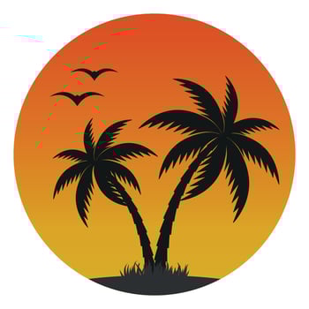 Illustration of an island with a palm tree vector