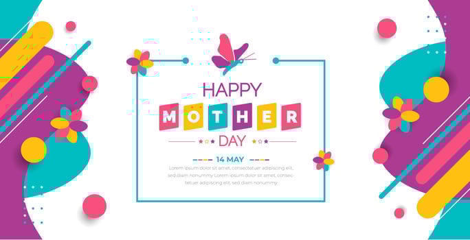 happy mother day background or banner design template with unique shape and  colorful design. vector