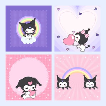 Playful Kawaii Little Rabbit in Black Jester Hat Social Media Template vector