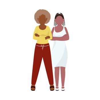 Faceless African Young Women Standing Together On White Background For Black Lives Matter. vector