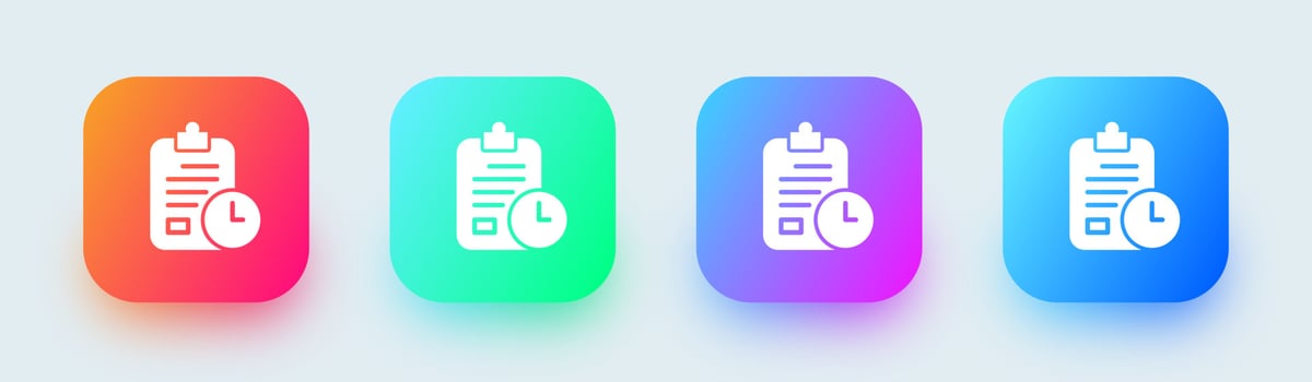 Clipboard solid icon in square gradient colors. Paste signs vector illustration.