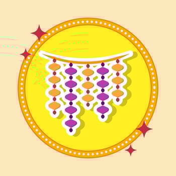 Illustration Of Decorative Hanging Garland Icon In Flat Style. vector