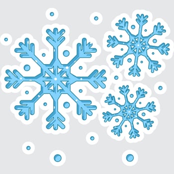 Isolated Sticker Style Blue Color Snowflake Icon On White Background. vector
