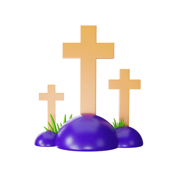 3D Render Of Tombstones With Stones, Grass. png